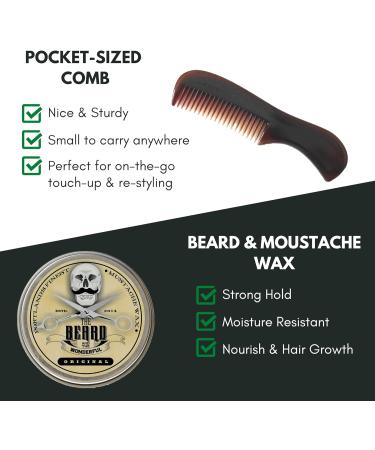 Moustache & Beard Wax for Men with Beard Comb | Promotes Growth, Moisture Resistant, Natural Ingredients | Original 15 ml - Buy Online on GoSupps.com