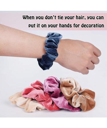 Fbbules 12-Piece Velvet Scrunchies Set | Colorful Elastic Hair Ties for Women & Girls | Best Hair Bands for Ponytails - Buy Online on GoSupps.com