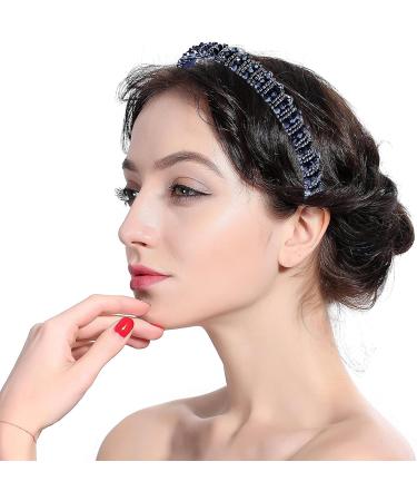 Ryaupy Elegant Dark Blue Braided Bead Chain Headband - Headband for Women with Crystal Beads - Headband Party Prom - Buy Online on GoSupps.com
