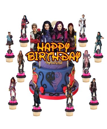 37Pcs Descendants Party Cake&Cupcake Toppers for Birthday Party Supplies Boys' Theme Birthday Party Decoration