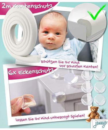JANEYO Premium Child Safety Set - Cabinet Socket & Edge Protection for Babies - Best Safety Solutions (White) - Buy Online on GoSupps.com