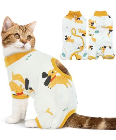Dertrun cat surgery soft romper for female and male kitten surgical collar cone replacement anti-licks abdominal wound pile suit body suit after sterilization post-surgery.L yellow - Buy Online on GoSupps.com