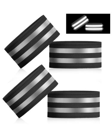 Youyike Double Reflector 4 Set Reflective Safety Brace for Outdoor Jogging Pants bracket bike cycling hiking motorcycle riding or running 35 x 5 cm black