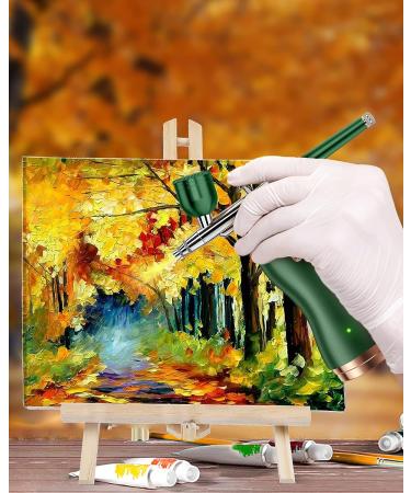 Rechargeable Cordless Airbrush Kit with Compressor - 30PSI Handheld Air Brush Gun for Nail Art, Painting, Cake Decorating, Makeup, and Barber - Green - Buy Online on GoSupps.com