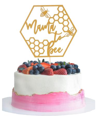 Mama To Bee Cake Topper - Gold Bee Theme Baby Shower Cake Topper Gender Reveal Party Supplies Pregnancy Announcement - Buy Online on GoSupps.com