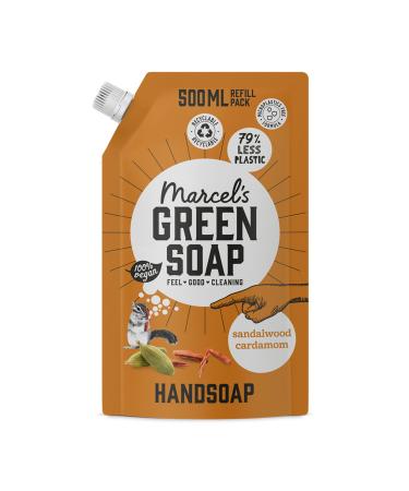 Marcel's Green Soap - Hand Soap Refill Sandalwood & Cardamom - Handwash Dispenser Refill - 100% Eco friendly - 100% Vegan - 97% Biodegradable - 500 ML Sandalwood & Cardamom 500 ml (Pack of 1)