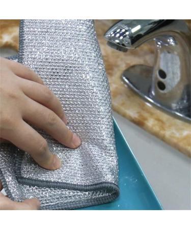 Graceful Double Stainless Steel Scrubber Double Stainless Steel Scrubber Cloth Multipurpose Wire Dishwashing Rags for Wet and Dry Non-Scratch Wire Dishcloth (5Pcs) - Buy Online on GoSupps.com