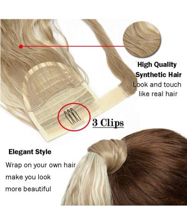 Clip in Ponytail Extension Wrap Around for Women Long Synthetic Natural Wavy Curly Hair Pony Tail Hair Extensions 17 inch Light Auburn - Buy Online on GoSupps.com