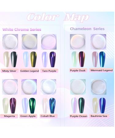 Laza Chameleon Pearl Chrome Nail Powder - Holographic Metallic Mirror Effect & Iridescent Aurora Nail Glitter for Nail Art & Resin Craft - Mermaid Legend - Buy Online on GoSupps.com
