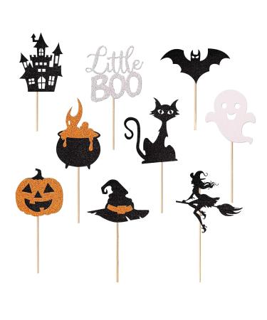 Cosswe Cupcake Toppers Pack of 18 Glitter Halloween Cupcake Topping