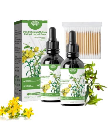 Clearbreath Lot de 2 gouttes base de plantes d'extrait de dendrobium et de mol ne extrait de dendrobium et de mol ne Puissant soutien pulmonaire nettoyage et respiration