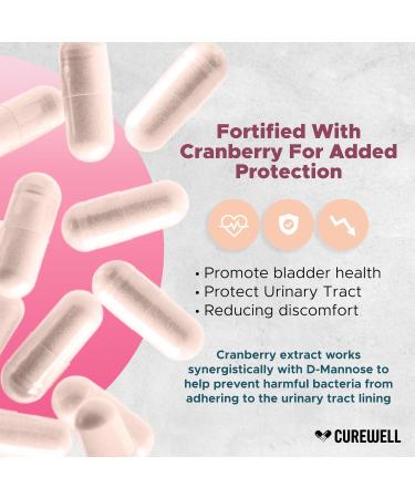 CUREWELL D-Mannose & Cranberry 1300mg (120 Capsules) | Vegan & Non-GMO Urinary Tract Health Supplement | UTI Defense & Bladder Support for Women & Men | Natural Urinary Cleanse & Immune Support - Buy Online on GoSupps.com