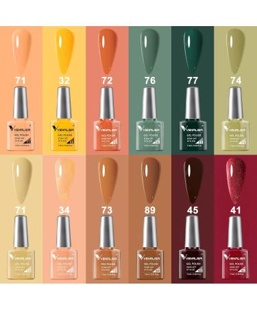 VENALISA Fall Gel Nail Polish Set - 12 Colors (Green Brown Yellow Glitter Red) - 7.5ml Soak Off UV LED Nail Gel for DIY Manicure & Salon Use - International Shipping Available - Buy Online on GoSupps.com