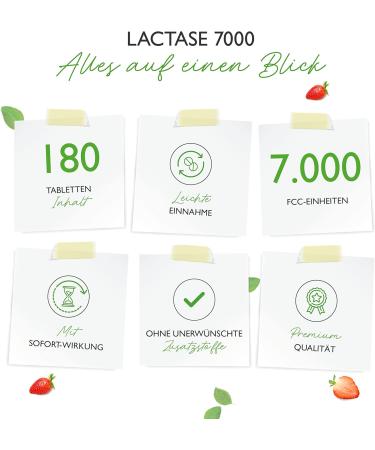 Lactase 7 000 - 180 Vegan Tablets for Lactose Intolerance | High-Dose No Additives Laboratory Tested - Fast Acting Relief - Buy Online on GoSupps.com