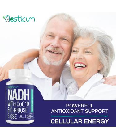 Boost NAD+ Levels with NADH 50mg CoQ10 200mg & D-Ribose 150mg - Immune Support & Cellular Energy Supplement - 120 Vegan Capsules (Pack of 2 - Buy Online on GoSupps.com