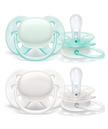 Philips AVENT Ultra Soft Pacifier 0-6 Months Arctic White/Green 4 Pack - SCF214/40 - Buy Online on GoSupps.com