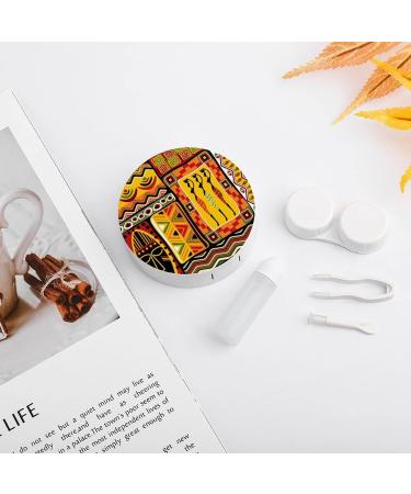 African Art Woman with Pot Historic Elements Round Case For Contact Lens Kit Storage Box with Mirror Printed - Buy Online on GoSupps.com