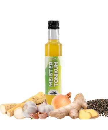 Master tonic vegan organic vinegar from superfoods 250ml - natural vital drink smoothie with turmeric lemon garlic ginger and much more - ideal salad dressing - immunbooster shot master tonic vegan (1 Pack) - Buy Online on GoSupps.com