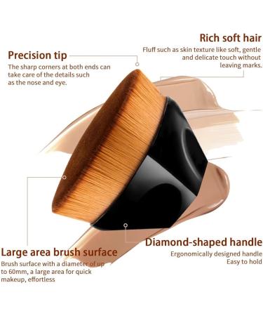 Foundation Brush Hexagon Foundation Brush Flat Top Foundation Brush Foundation Brush for Liquid Makeup Foundation Makeup Brush for Women with Bonus Protective Case Black Medium - Buy Online on GoSupps.com