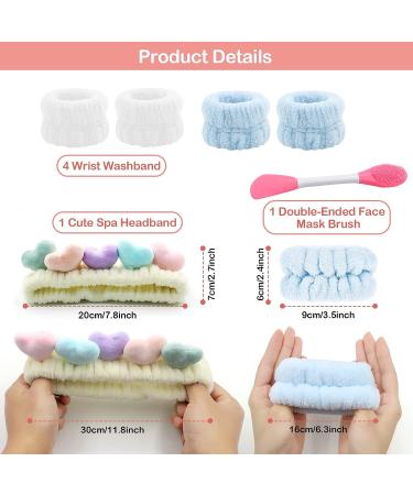 6 Pcs Women's Headband Set with Cute Spa Headband, Wrist Washbands, and Double-Ended Face Mask Brush - Ideal for Skincare and Makeup Routine - Buy Online on GoSupps.com
