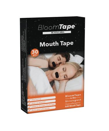 BloomTape Advanced Mouth Tape for Restful Sleep (30 Count)- Enhance Your Sleep Experience w/Confidence|for Mouth Breathers Snorers & Sleep Apnea|Beard-Friendly Design for Maximum Comfort-Black Label