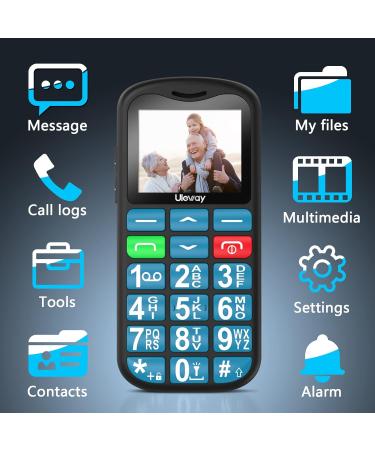 Uleway Senior Cell Phone - Large Button Dual SIM SOS No Contract - Perfect GSM Phone for Pensioners - Includes Charging Station - Blue - Buy Online on GoSupps.com