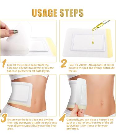 50 Self-Adhesive Bio-Ribinus Oil Packs for Easy Use - High Absorption Castor Oil for Waist Hands Feet & Thyroid - No Washing Anti-Seed Water - Buy Online on GoSupps.com