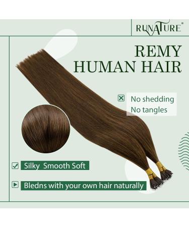RUNATURE 20 Inch Nano Hair Extensions - Brown Human Hair Nano Ring Beads 50g - A-Nano #4 - Buy Online on GoSupps.com