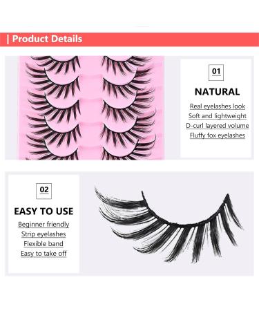 7 Pairs 17MM Fox Eye Lashes - Wispy Fluffy Cat Eye Strip Lashes | Lightweight Volume Fake Eyelash Extensions for Natural Look - AD05 - Buy Online on GoSupps.com