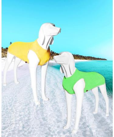 Kickred 2 Pack Summer Dog Shirts | Fast Drying & Breathable Pet Vests for Large & Medium Dogs | Lightweight Stretchy Tank Tops (XXL Grass Green & Lemon Yellow) - Buy Online on GoSupps.com