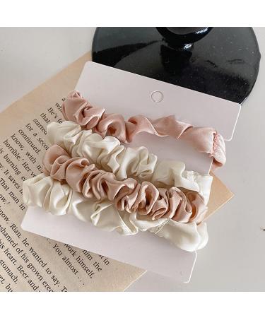 Olakin Silk Hair Tie Set | 4-pack Women's Ponytail Holders | Elastic Silk Hair Accessories in Pink & White - Buy Online on GoSupps.com