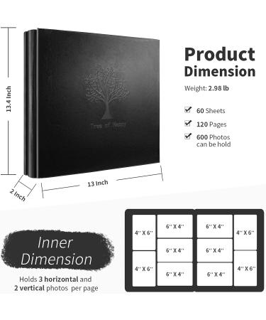 Photo Album 4 x 6 600 Pockets Photos  Black Leather Cover  Extra Large Capacity Wedding Baby Anniversary Valentines Picture Albums Holds 600 Horizontal and Vertical Photos Tree Pattern Album - Buy Online on GoSupps.com