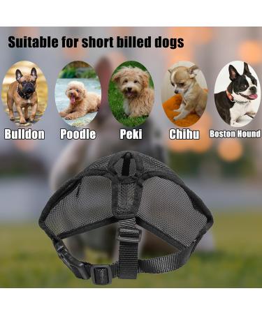 Short Snout Dog Muzzle French Bulldog Muzzle Frenchie Muzzle Short Billed Dogs Muzzle Anti Bitting Chewing Barking with Adjustable Breathe Mesh Overhead Strap for Flat Faced Dog - Buy Online on GoSupps.com