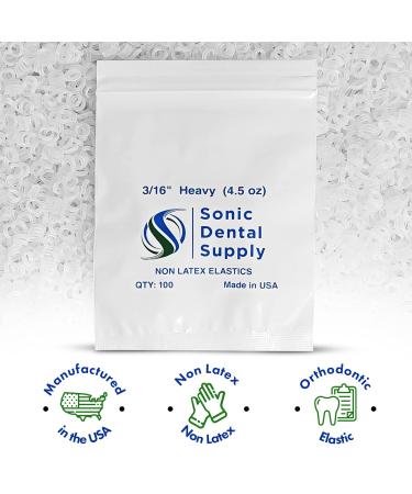 3/16 Inch Orthodontic Elastic Rubber Bands - 100 Pack - Latex-Free Clear Heavy Bands for Braces, Crafts, and Hair - Made in USA - Buy Online on GoSupps.com