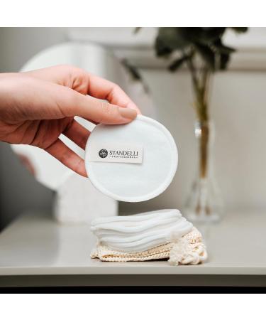 Standelli Washable Makeup Removal Pads - Reusable Organic Cotton Pads (10 Pack) with Storage Bag - Eco-Friendly & Sustainable Beauty - Buy Online on GoSupps.com