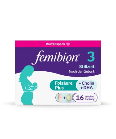Femibion 3 lactation daily nutritional supplement for lactation with choline dha folic acid metafolin 16-week pack 2 x 112 pieces 112 pieces (2 pack)