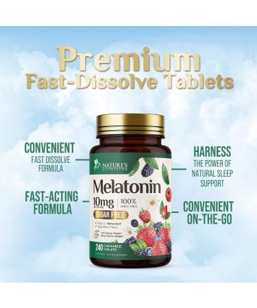 Melatonin 10mg - Fast Dissolve Tablets - Sugar-Free Melatonin Supplement for Restful Sleep Support Extra Strength Sleep Support Formula for Adults Delicious Berry Flavor Bottled in USA - 240 Count 240 Count (Pack of 1) - Buy Online on GoSupps.com