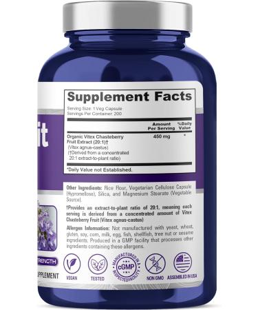 NusaPure Vitex Chasteberry Fruit Extract 9000mg - 200 Veggie Caps, Non-GMO & Gluten Free - Buy Online on GoSupps.com