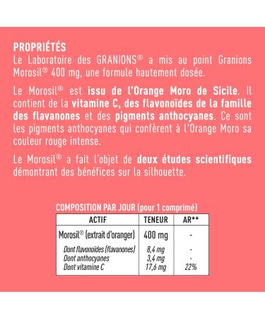 MOROSIL GRANIONS 400 mg Morosil Weight Loss Morosil + Vitamin C - Highly Dosed Morosil - Powerful Fat Burner - Flat Stomach - 2 Scientific Studies - 60 Tablets - 2 Months Format - Buy Online on GoSupps.com