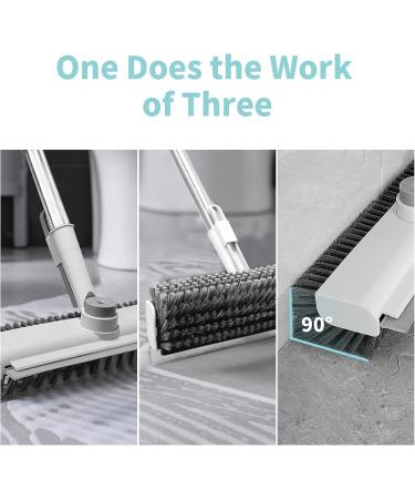 AIR U Floor Scrub Brush with Long Handle 3 in 1 Scrape and Heavy Duty Stiff Bristle Scrubber Brush - White - Buy Online on GoSupps.com