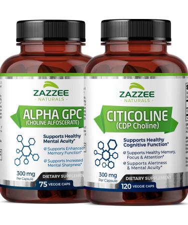 Zazzee Citicoline CDP Choline Capsules and Alpha GPC Choline Capsules