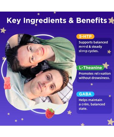 5-HTP Gummies 300mg 5-HTP Supplement with 200mg L-Theanine & 50mg GABA GABA Supplements for Adults Sugar Free Raspberry Flavor 60 Count 60 Count (Pack of 1) - Buy Online on GoSupps.com