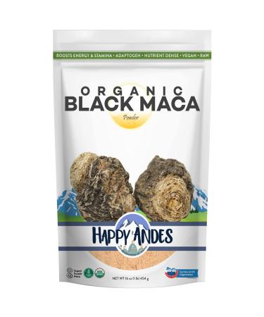Happy Andes Organic Black Pure & Raw Maca Root Powder Non-GMO, USDA for Energy & Fitness, Performance & Mood for Men & Women, Gluten Free, Peruvian Superfood, Blue