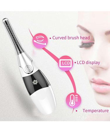 RIYAN Heated Eyelash Curler Electric Eyelash Comb LCD Display Rechargeable Quick Heating Curling White - Buy Online on GoSupps.com