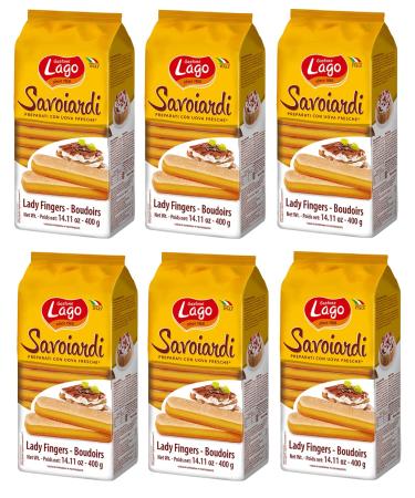 Gastone Lago Savoiardi Traditional Sardinian Biscuits Slightly Sweetened on the Surface with a Light Lemon Aroma 400g Set of 6