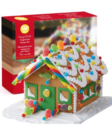 Gingerbread House Kit Build & Decorate It Yourself, Holiday Fun Activity - Includes House Panels, 4 Types of Candies, Icing, Decorating Bag & Tip, Fondant, Bundled With Fun Holiday Stickers 1