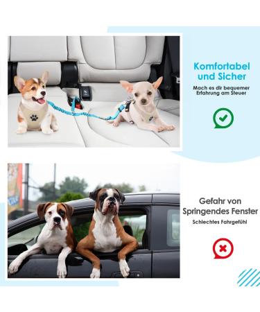 Slowton 2-in-1 Dog Car Seat Belt - Tangle-Free Durable & Adjustable Reflective Dog Safety Belt for Small Dogs - Azure Blue - Buy Online on GoSupps.com