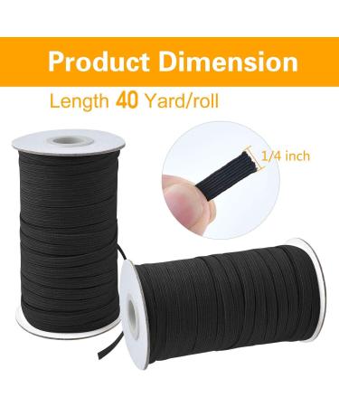 Coopay 80 Yards 1/4 Inch Elastic Cord Elastic Bands - 2 Rolls, Heavy Stretch Knit Elastic Rope for Sewing - Black - Buy Online on GoSupps.com