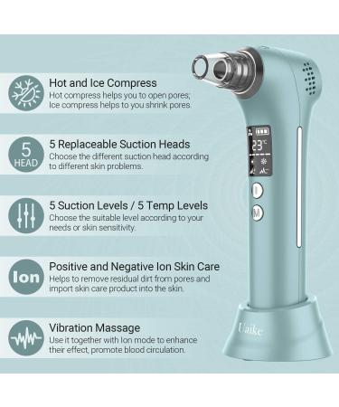 Uaike Blackhead Remover Pore Vacuum Cleaner - Electric Facial Ion Extractor with 5 Suction Power Levels and Probes for Hot and Cold Skin Care - Women and Men - Buy Online on GoSupps.com
