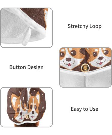 Cartoon Corgi Dog Face Hair Towel 2 Pack - Super Absorbent Quick Dry Hair Turbans for Women & Girls | Ideal Hair Drying Solution - Buy Online on GoSupps.com